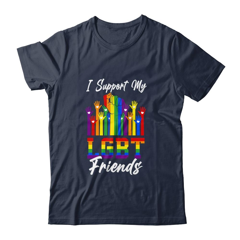 I Support My LGBT Friends LGBTQ Gay Lesbian-T-Shirt & Tank Top-Classic T-Shirt-Navy