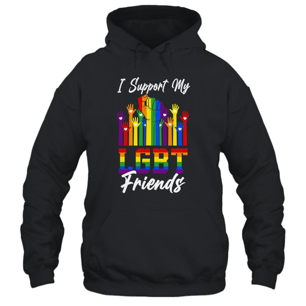 I Support My LGBT Friends LGBTQ Gay Lesbian-T-Shirt & Tank Top-Pullover Hoodie-Black