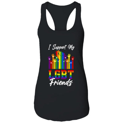 I Support My LGBT Friends LGBTQ Gay Lesbian-T-Shirt & Tank Top-Women's Ideal Racerback Tank-Black