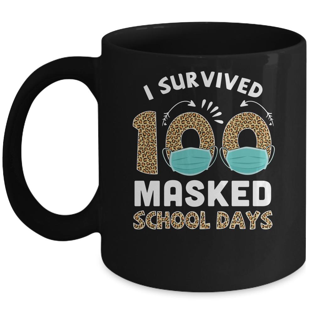 I Survived 100 Masked School Days Funny 100th Day Of School Mug-Coffee Mug-Mug-Black