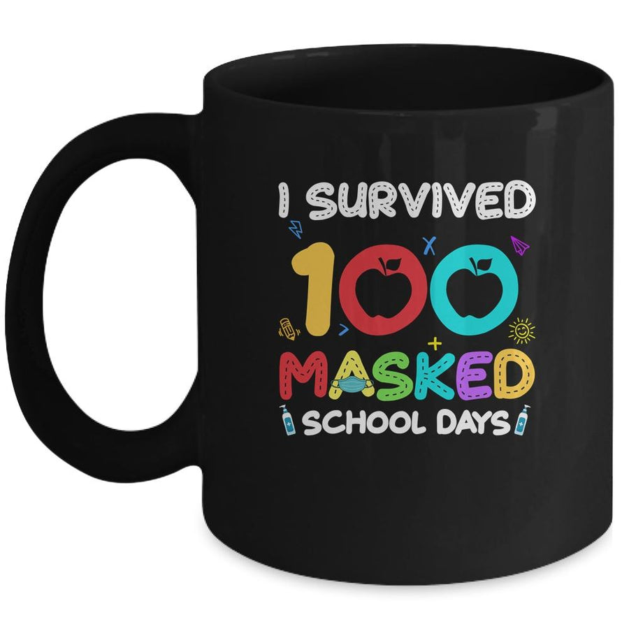 I Survived 100 Masked School Days Teacher Or Student Gift Mug-Coffee Mug-Mug-Black