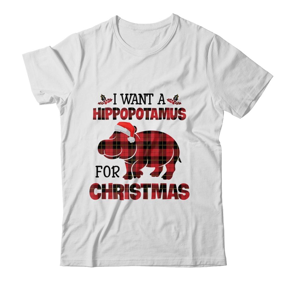 I Want A Hippopotamus For Christmas Hippo Buffalo Plaid Gift