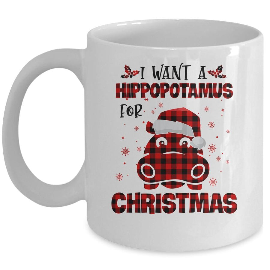 I Want A Hippopotamus For Christmas Xmas Hippo Mug-Coffee Mug-Mug-White