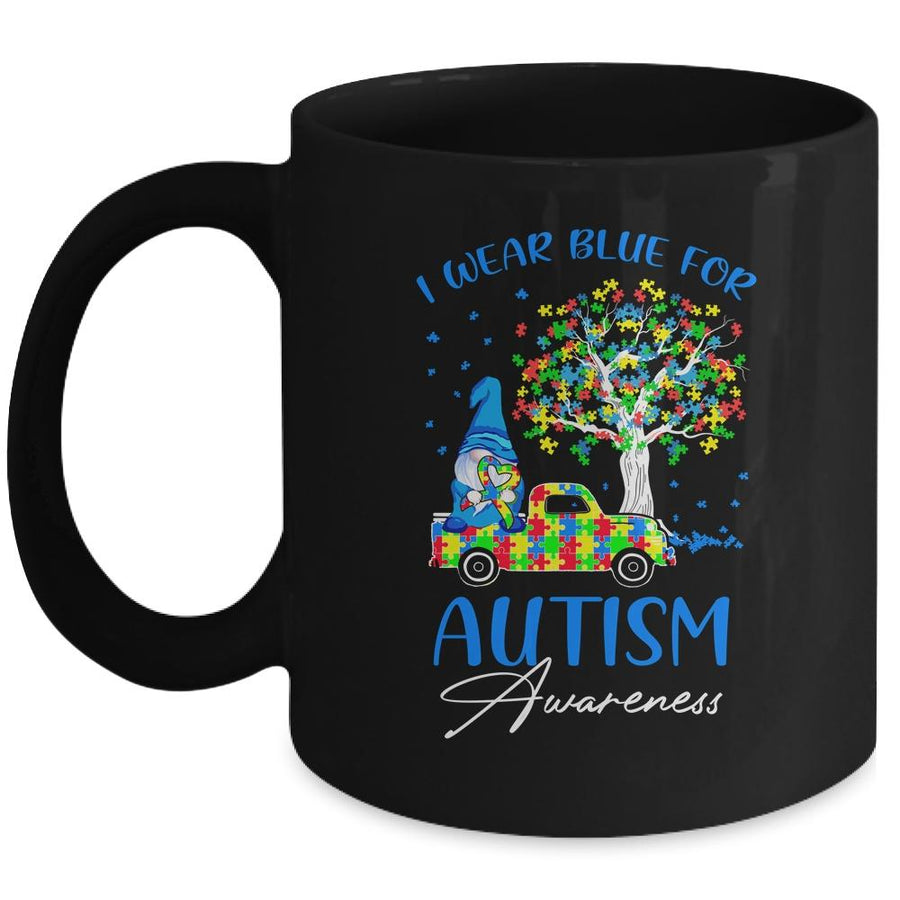I Wear Blue For Autism Awareness Gnomes Heart Truck Mug-Coffee Mug-Mug-Black