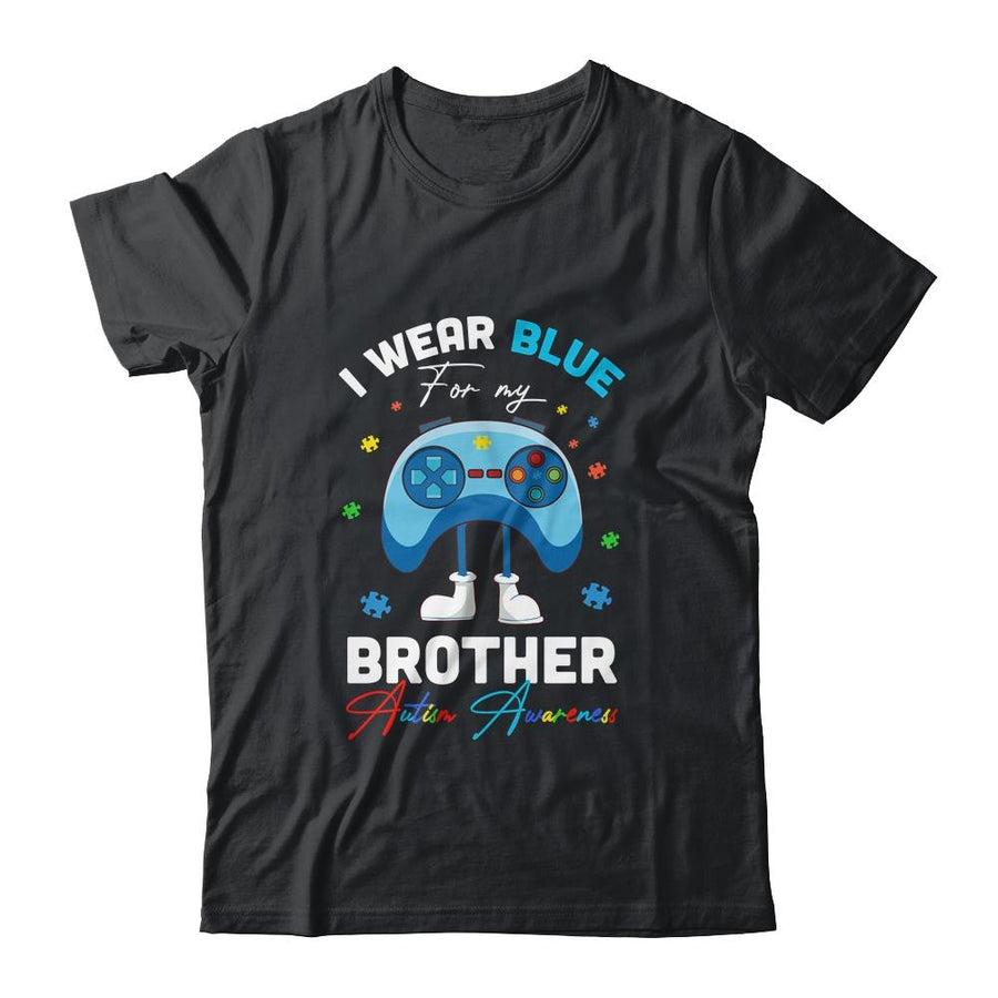 I Wear Blue For My Brother Autism Awareness Video Game-T-Shirt & Hoodie-Classic T-Shirt-Black