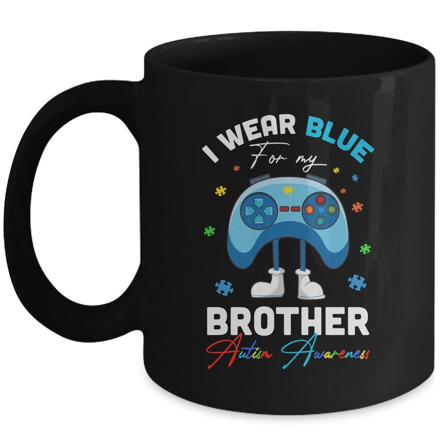 I Wear Blue For My Brother Autism Awareness Video Game Mug-Coffee Mug-Mug-Black