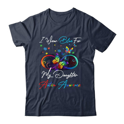 I Wear Blue For My Daughter Autism Awareness Butterfly-T-Shirt & Hoodie-Classic T-Shirt-Navy