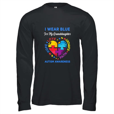 I Wear Blue For My Granddaughter Autism Awareness Hope Love Support-T-Shirt & Hoodie-Long Sleeve T-Shirt-Black