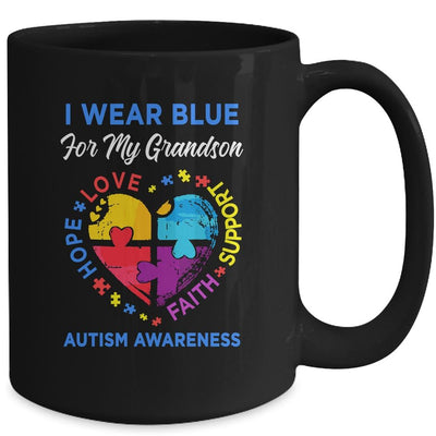 I Wear Blue For My Grandson Autism Awareness Hope Love Support Mug-Coffee Mug-