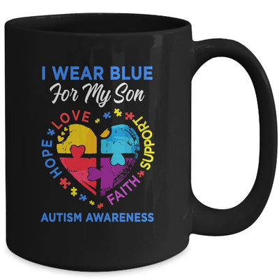 I Wear Blue For My Son Autism Awareness Hope Love Support Mug-Coffee Mug-