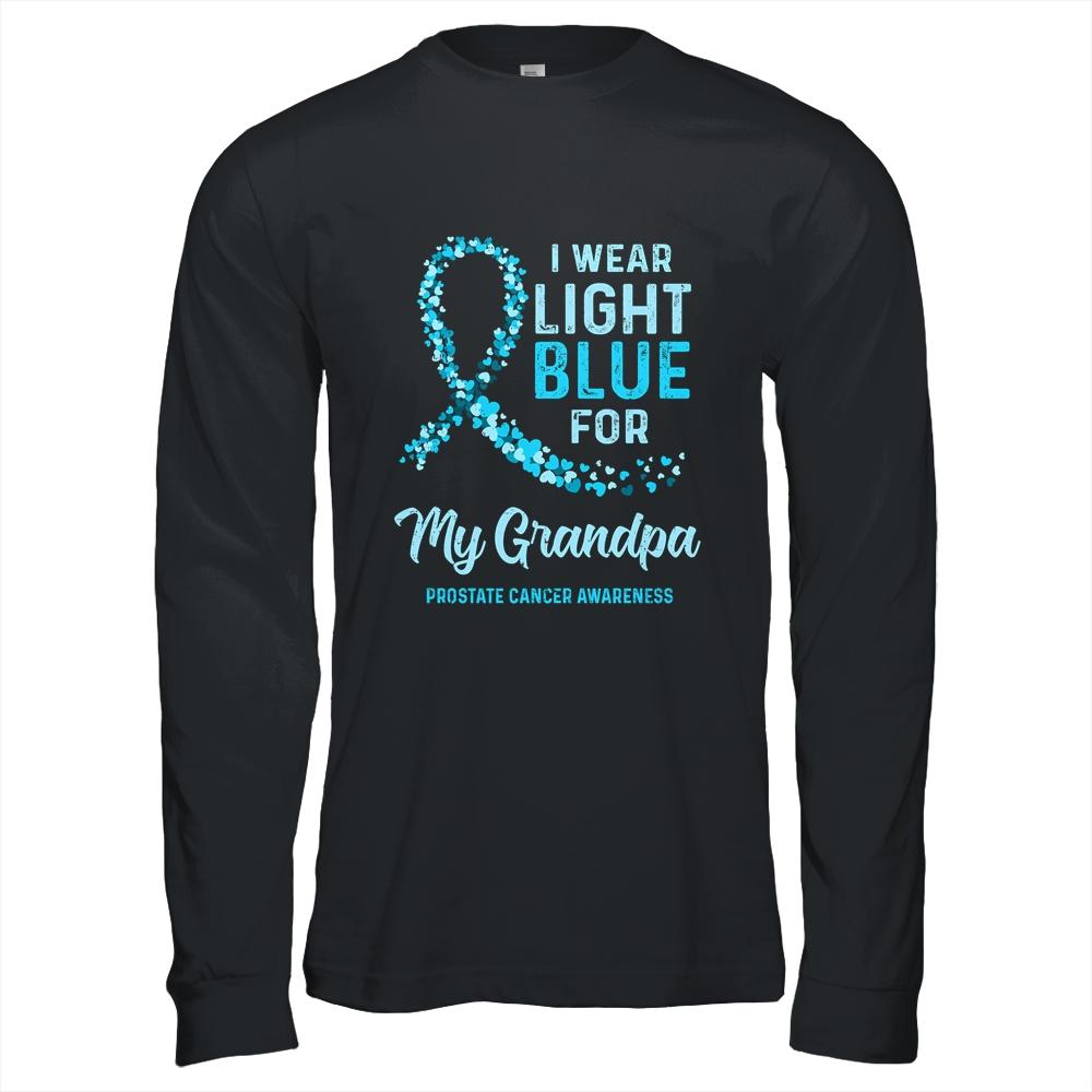 I Wear Light Blue For My Grandpa Prostate Cancer Awareness-T-Shirt & Hoodie-Long Sleeve T-Shirt-Black
