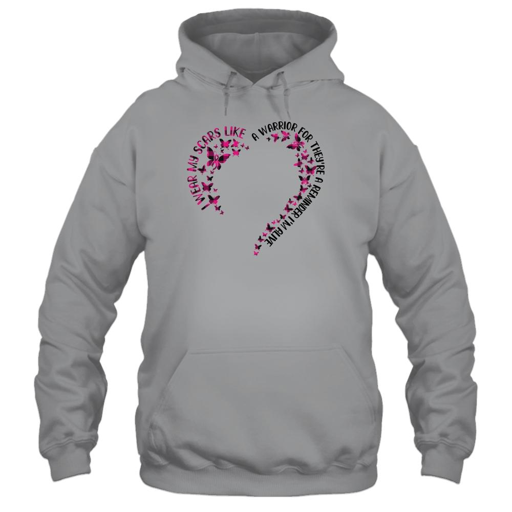 I Wear My Scars Like A Warrior Breast Cancer For Wife Gift-T-Shirt & Hoodie-Pullover Hoodie-Sport Grey
