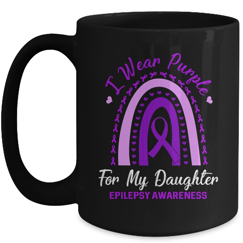 I Wear Purple Daughter Epilepsy Awareness Rainbow Mom Dad Mug-Coffee Mug-Mug-Black