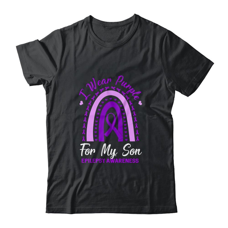 I Wear Purple Son Epilepsy Awareness Rainbow Mom Dad-T-Shirt & Hoodie-Classic T-Shirt-Black