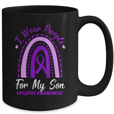 I Wear Purple Son Epilepsy Awareness Rainbow Mom Dad Mug-Coffee Mug-