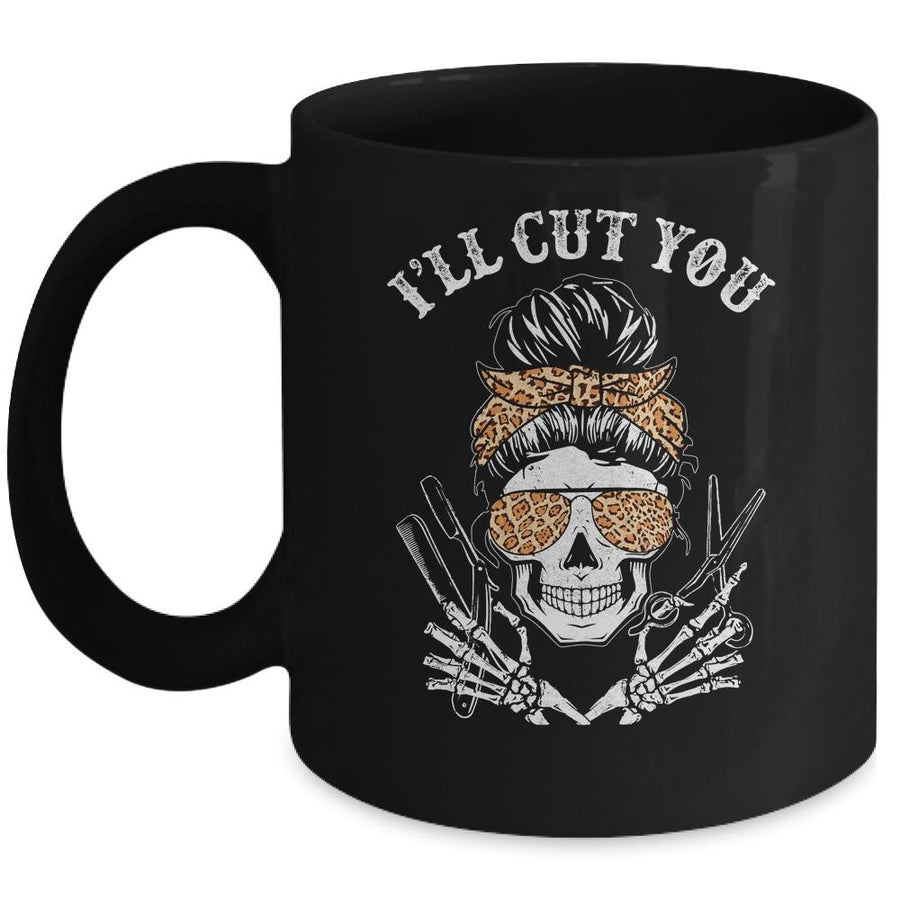 I Will Cut You Skull Funny Hairdresser Halloween Mug-Coffee Mug-Mug-Black