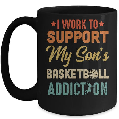 I Work To Support My Sons Basketball Addiction Vintage Mug-Coffee Mug-Mug-Black