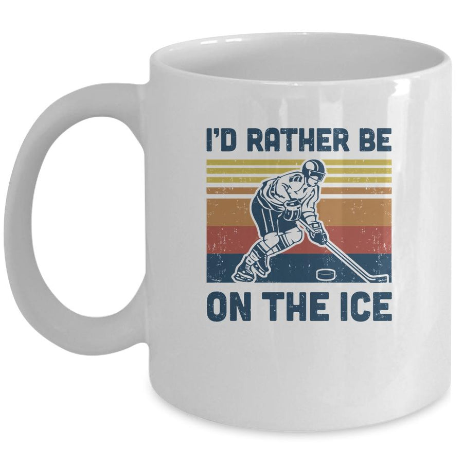 I'd Rather Be On The Ice Ice Hockey Player Vintage Mug-Coffee Mug-Mug-White