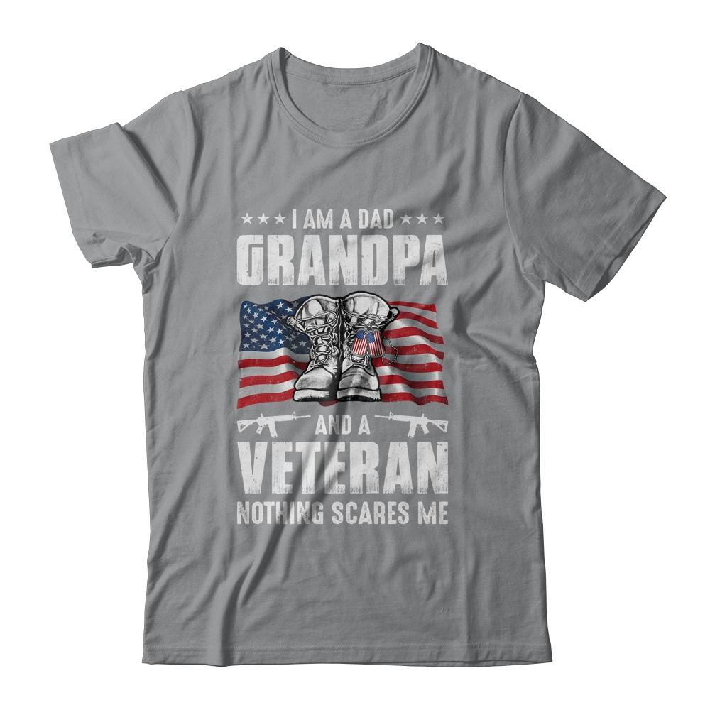 I'm A Dad Grandpa And A Veteran Nothing Scares Me Fathers Day-T-Shirt & Hoodie-Classic T-Shirt-Sport Grey
