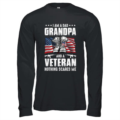 I'm A Dad Grandpa And A Veteran Nothing Scares Me Fathers Day-T-Shirt & Hoodie-Long Sleeve T-Shirt-Black