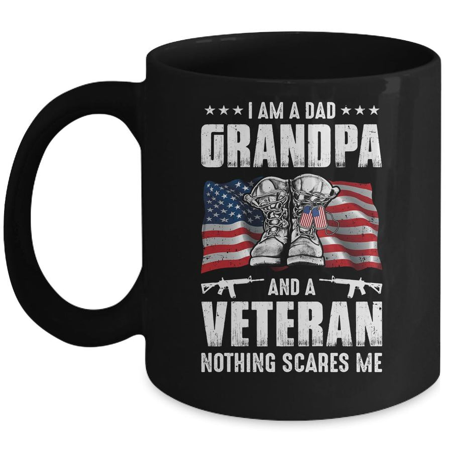 I'm A Dad Grandpa And A Veteran Nothing Scares Me Fathers Day Mug-Coffee Mug-Mug-Black