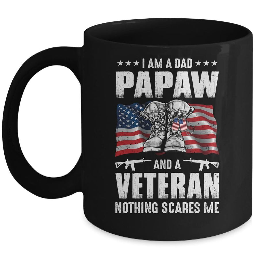 I'm A Dad PaPaw And A Veteran Nothing Scares Me Fathers Day Mug-Coffee Mug-Mug-Black