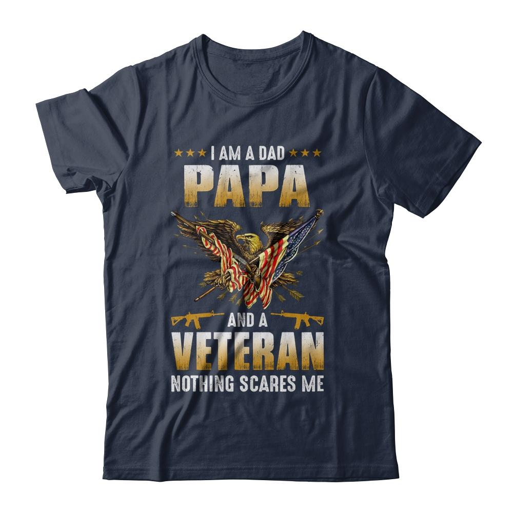 I'm A Dad Papa And A Veteran Father's Day-T-Shirt & Hoodie-Classic T-Shirt-Navy