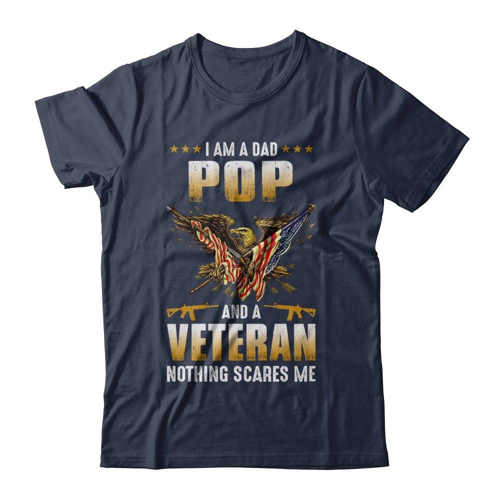 I'm A Dad Pop And A Veteran Father's Day-T-Shirt & Hoodie-Classic T-Shirt-Navy