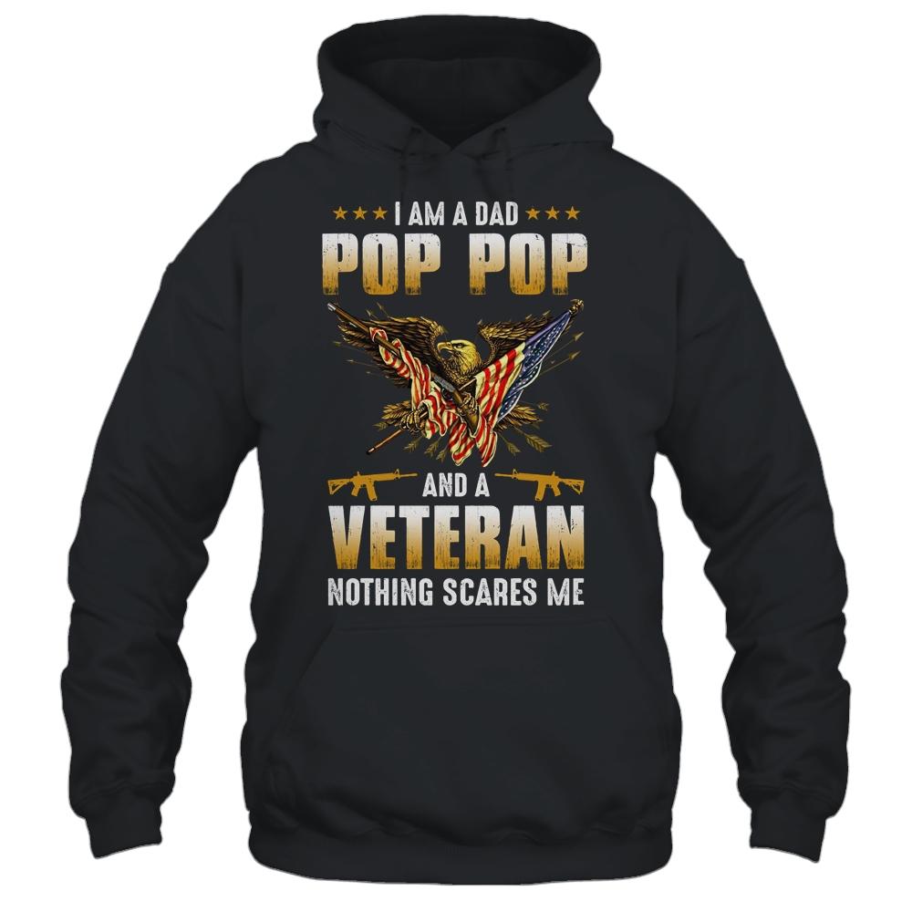 I'm A Dad Pop Pop And A Veteran Father's Day-T-Shirt & Hoodie-Pullover Hoodie-Black