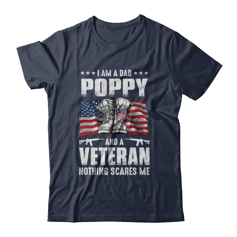 I'm A Dad Poppy And A Veteran Nothing Scares Me Fathers Day-T-Shirt & Hoodie-Classic T-Shirt-Navy