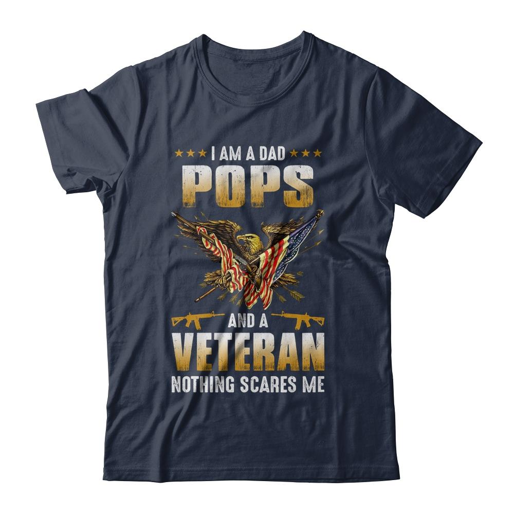I'm A Dad Pops And A Veteran Father's Day-T-Shirt & Hoodie-Classic T-Shirt-Navy