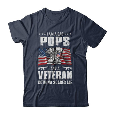 I'm A Dad Pops And A Veteran Nothing Scares Me Fathers Day-T-Shirt & Hoodie-Classic T-Shirt-Navy