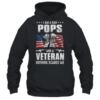 I'm A Dad Pops And A Veteran Nothing Scares Me Fathers Day-T-Shirt & Hoodie-Pullover Hoodie-Black