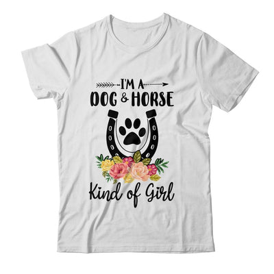 I'm A Dog And Horse Kind Of Girl Paw Print Horseshoe Gift-T-Shirt & Tank Top-Classic T-Shirt-White