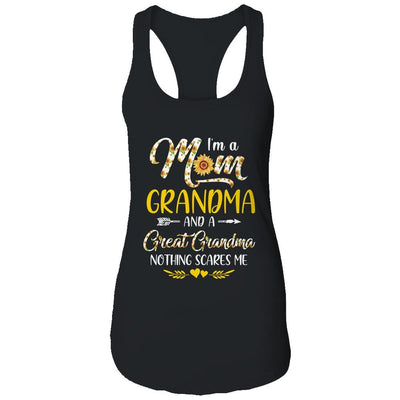 I'm A Mom Grandma Great Nothing Scares Me Mothers Day-T-Shirt & Tank Top-Women's Ideal Racerback Tank-Black