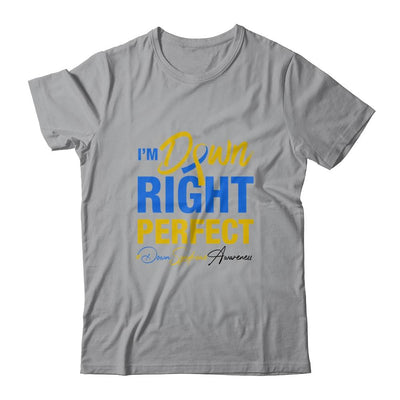 I'm Down Right Perfect Quote Down Syndrome Awareness Ribbon-T-Shirt & Hoodie-Classic T-Shirt-Sport Grey