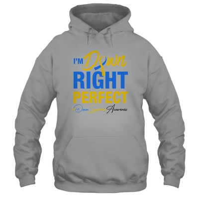 I'm Down Right Perfect Quote Down Syndrome Awareness Ribbon-T-Shirt & Hoodie-Pullover Hoodie-Sport Grey