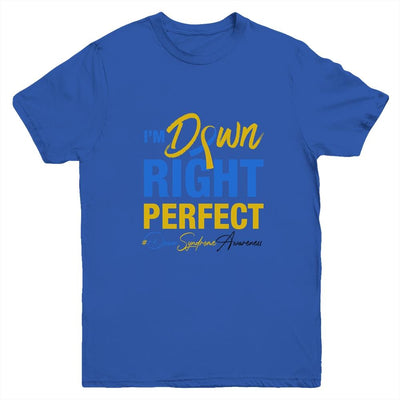 I'm Down Right Perfect Quote Down Syndrome Awareness Ribbon Youth-Youth Shirt-Youth T-Shirt-Royal