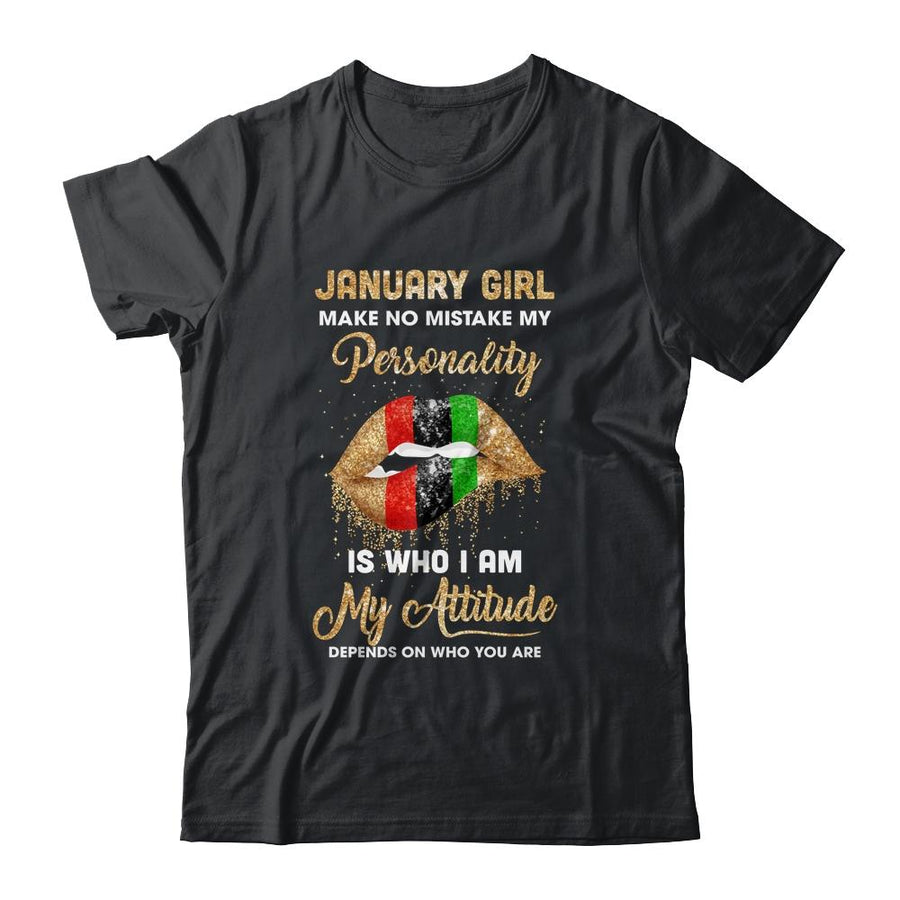 I'm January Girl Sexy Lip Black Women Aquarius Birthday Gift-T-Shirt & Tank Top-Classic T-Shirt-Black