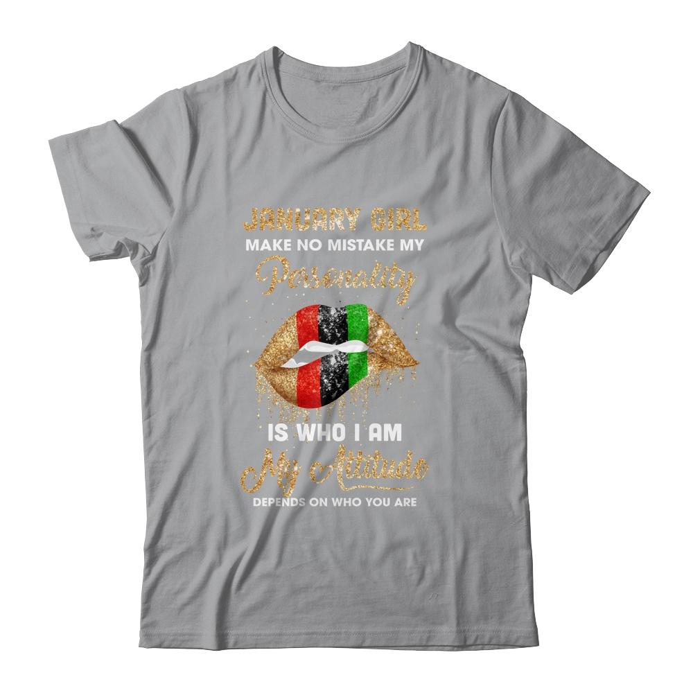 I'm January Girl Sexy Lip Black Women Aquarius Birthday Gift-T-Shirt & Tank Top-Classic T-Shirt-Sport Grey