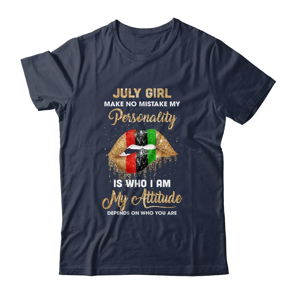 I'm July Girl Sexy Lip Black Women Leo Birthday Gift-T-Shirt & Tank Top-Classic T-Shirt-Navy
