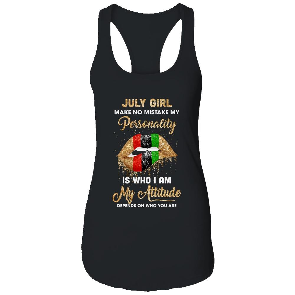 I'm July Girl Sexy Lip Black Women Leo Birthday Gift-T-Shirt & Tank Top-Women's Ideal Racerback Tank-Black