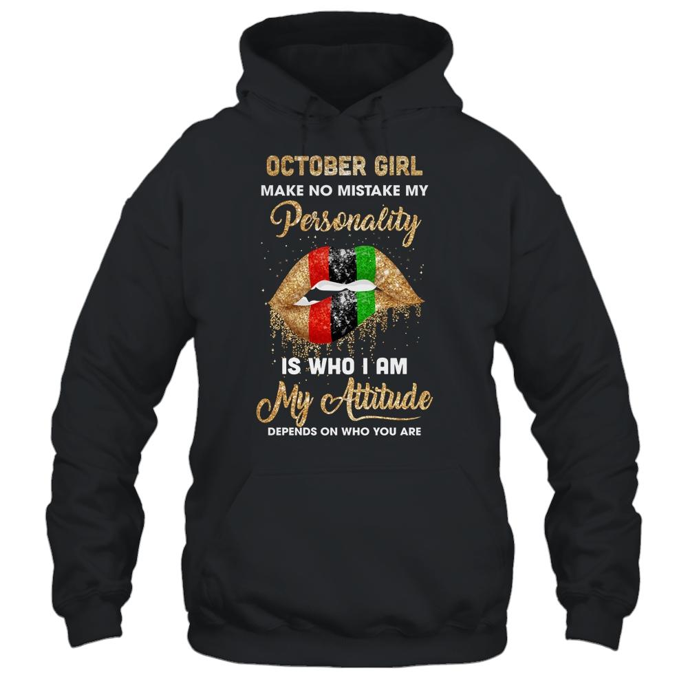 I'm October Girl Sexy Lip Black Women Scorpius Birthday Gift-T-Shirt & Tank Top-Pullover Hoodie-Black