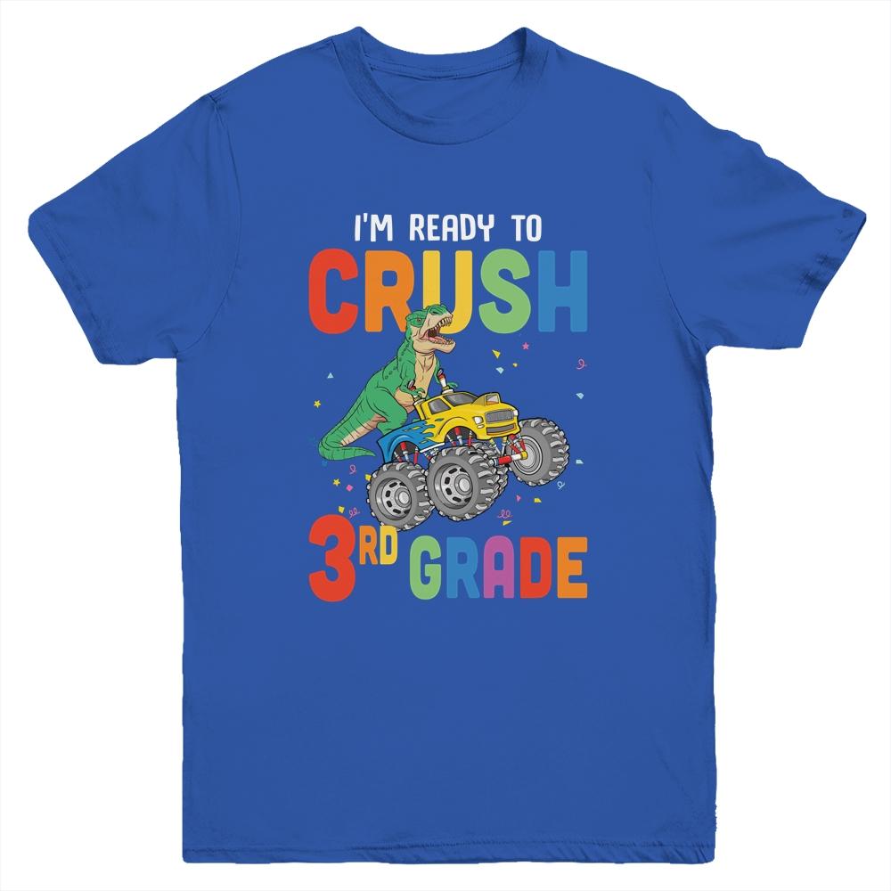 I'm Ready To Crush 3rd Grade Monster Truck Dinosaur Youth-Youth Shirt-Youth T-Shirt-Royal