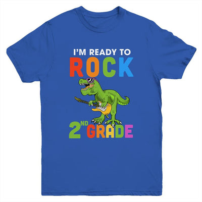 I'm Ready To Rock 2nd Grade Dinosaur Back To School Youth-Youth Shirt-Youth T-Shirt-Royal