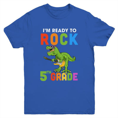 I'm Ready To Rock 5th Grade Dinosaur Back To School Youth-Youth Shirt-Youth T-Shirt-Royal