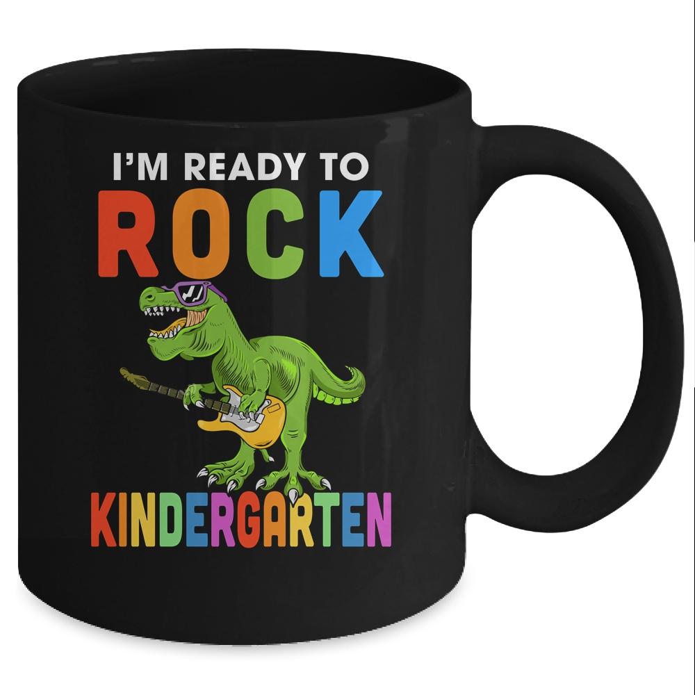 I'm Ready To Rock Kindergarten Dinosaur Back To School Mug-Coffee Mug-Mug-Black