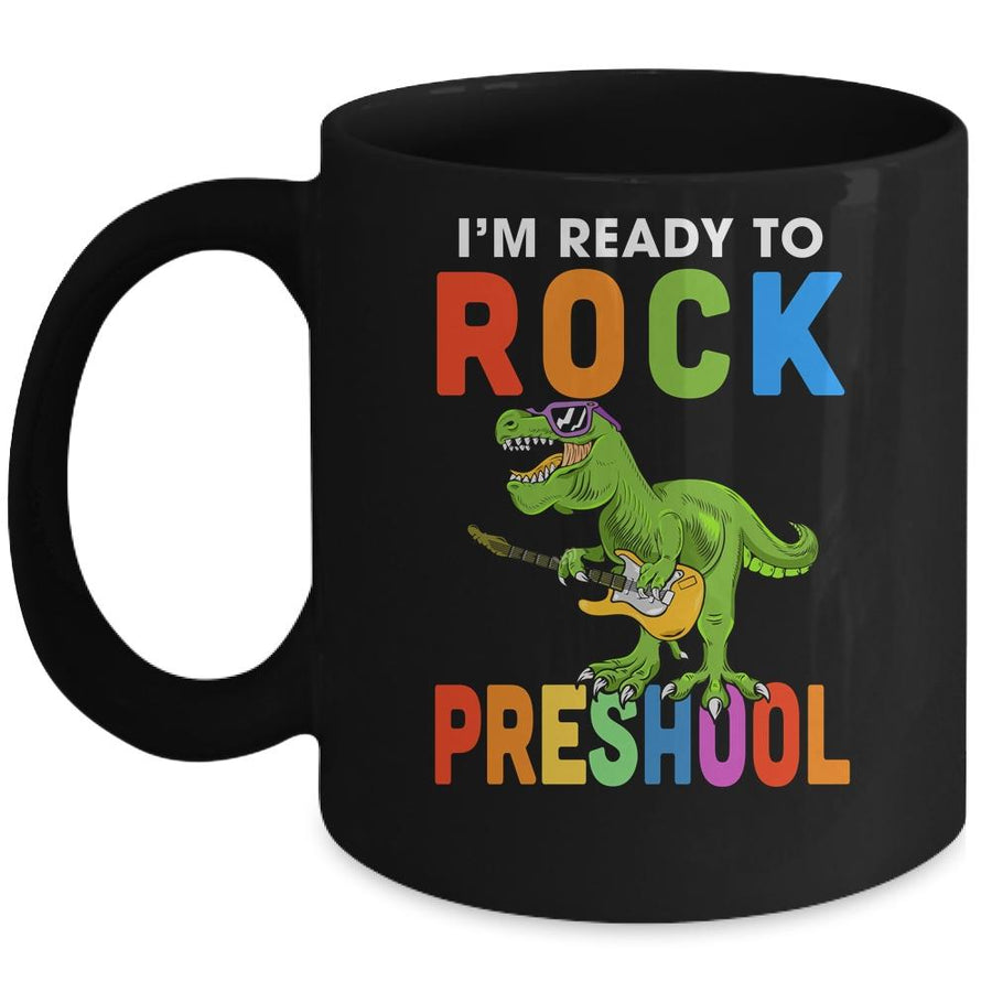 I'm Ready To Rock Preschool Dinosaur Back To School Mug-Coffee Mug-Mug-Black