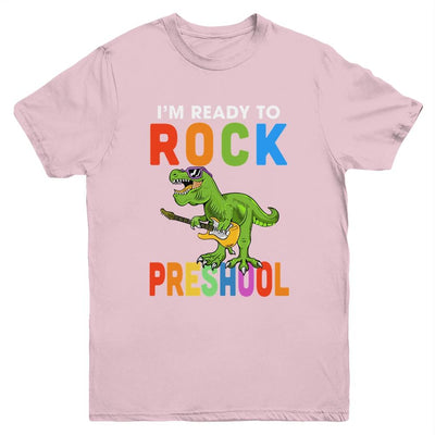 I'm Ready To Rock Preschool Dinosaur Back To School Youth-Youth Shirt-Youth T-Shirt-Light Pink