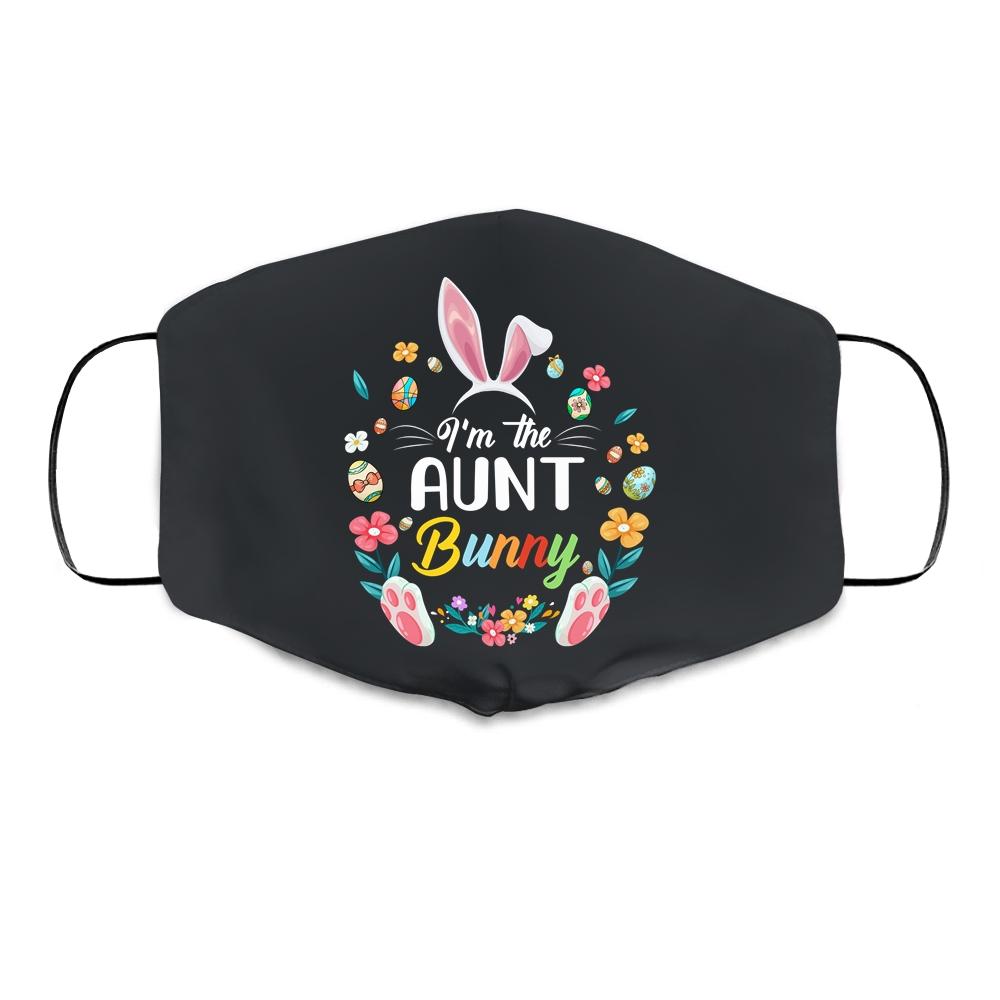 I'm The Aunt Bunny Matching Family Easter Party Cloth Face Mask-Cloth Face Mask-Cloth Face Mask-Black